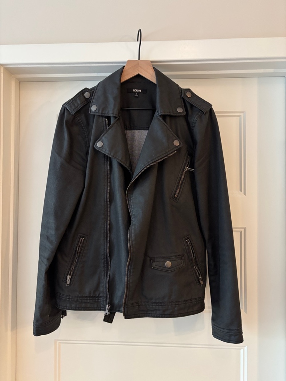 JACKSON Black Denim Jacket with Epaulets